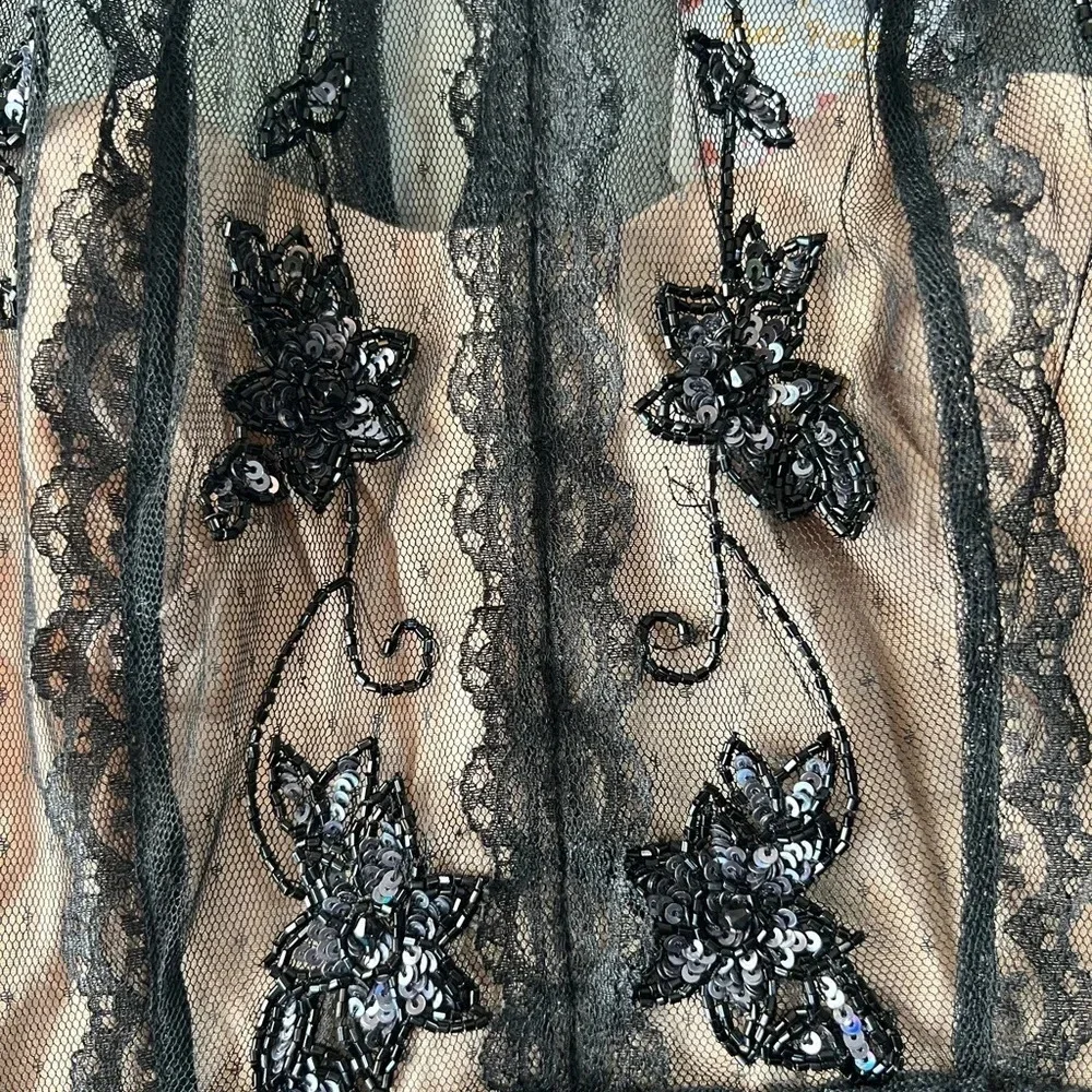 Free People lace and velvet mini dress size 4 NWT coquette girl goth sequins - Picture 7 of 8